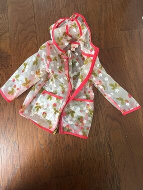 Cat & Jack Clear Floral Raincoat with Coral Trim